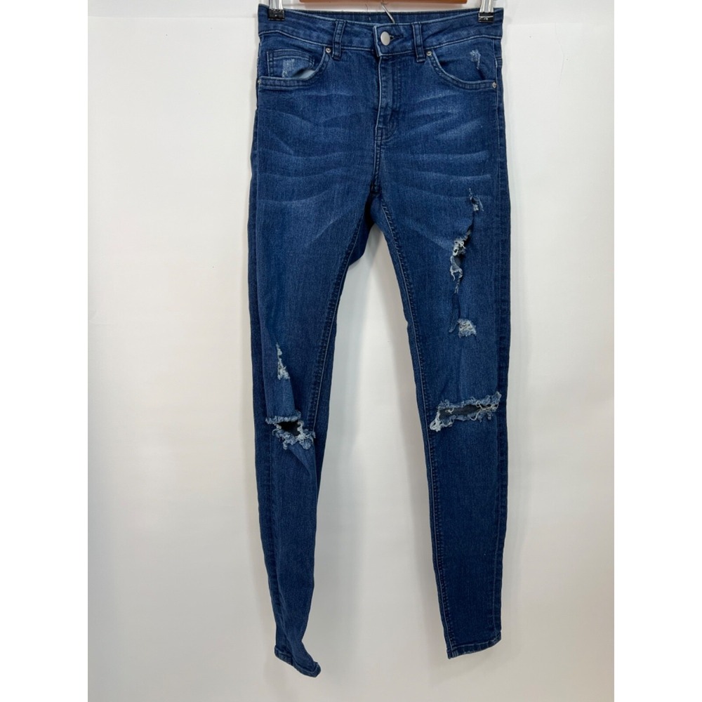 H & M H&M Jeans Pants Medium Wash Ripped Skinny Stretch Slim Blue Womens Sz XS
